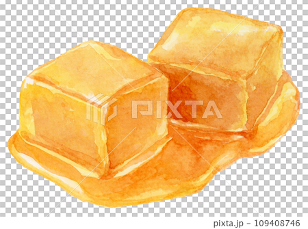 Two melting caramels watercolor illustration 109408746