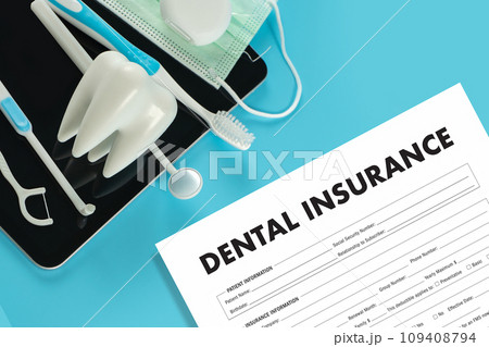 tooth law teeth medical rules Dental insurance is a healthy concept. Health care business and dentist tools 109408794