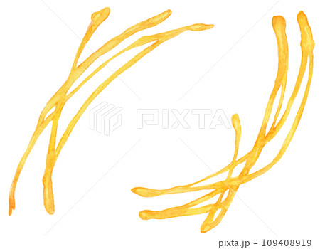 キャラメルソースのフレーム　水彩画イラスト 109408919