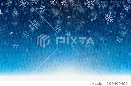 雪の結晶が降り積もるクリスマスの水彩画イラスト 雪の結晶が降り積もるクリスマスの水彩画イラスト 109409406