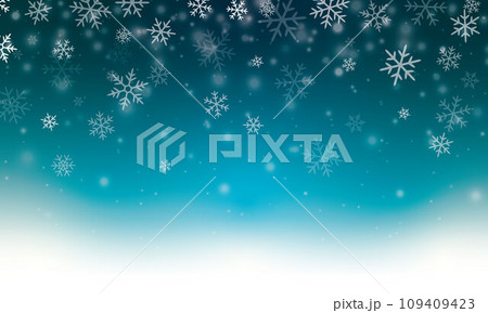 雪の結晶が降り積もるクリスマスの水彩画イラスト 109409423