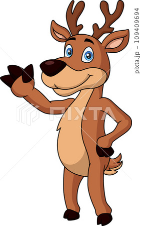 Cute deer cartoon waving hand 109409694