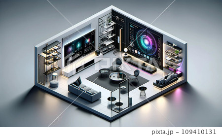 未来のリビングルーム　テクノロジー　（AI生成画像） 109410131