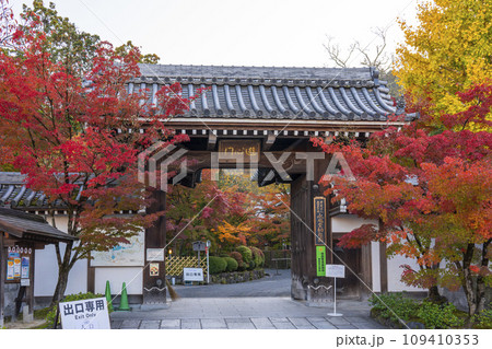 秋の京都　素晴らしい紅葉の永観堂　南門（遊心門）  109410353