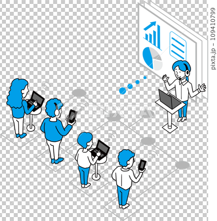 Image illustration of webinar/online training session/briefing session (blue) 109410799