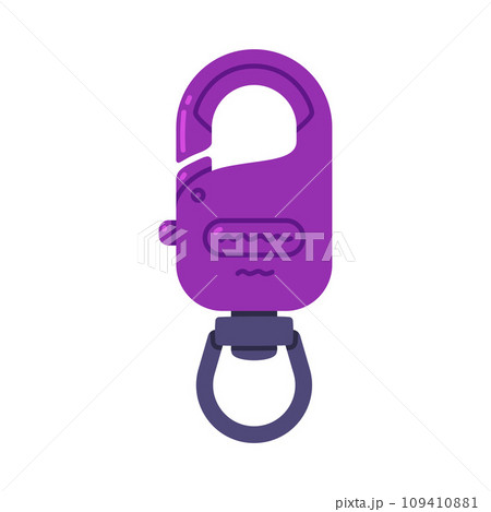 Purple Carabiner or Karabiner as Clip and Shackle Vector Illustration 109410881