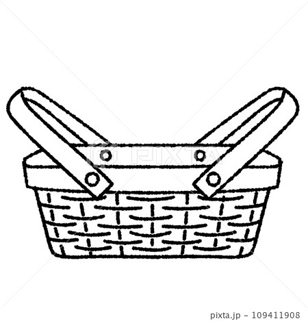 手描きの木のかご、ピクニックバスケットのイラスト素材 手描きの木のかご、ピクニックバスケットのイラスト素材 109411908