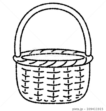 手描きの木のかご、ピクニックバスケットのイラスト素材 手描きの木のかご、ピクニックバスケットのイラスト素材 109411915