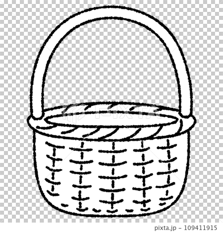手描きの木のかご、ピクニックバスケットのイラスト素材 手描きの木のかご、ピクニックバスケットのイラスト素材 109411915