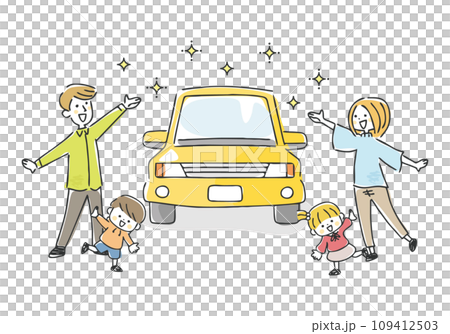 Illustration of car and family 109412503