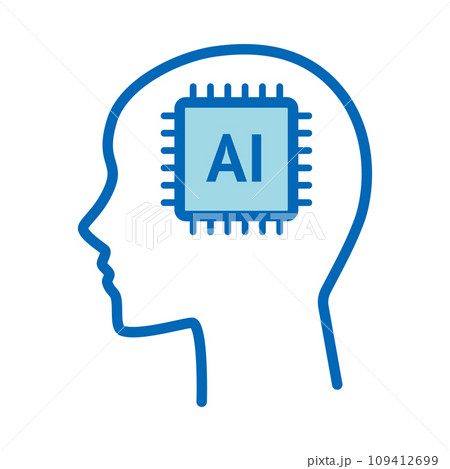 思考するAI (Artificial Intelligence) の横顔イメージイラスト 109412699