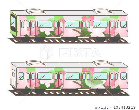 春のラッピング電車のイラスト 109413218