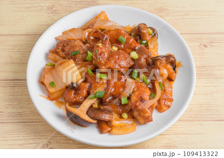 鶏肉と野菜のケチャップ餡かけ 109413322