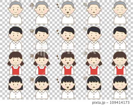 昭和の少年少女のいろんな表情イラスト 109414173