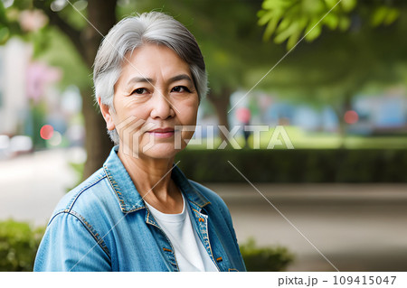 人を待つシニア女性（AI生成画像） 109415047