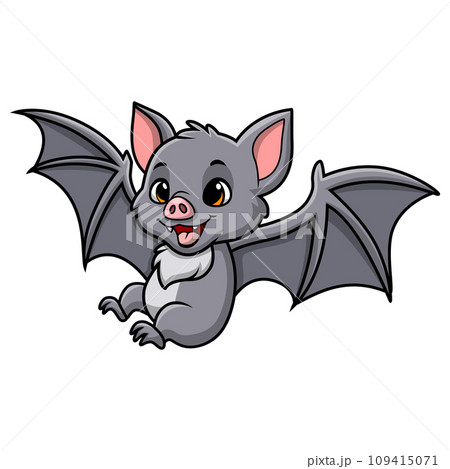 Cute bat cartoon flying on white background Cute bat cartoon flying on white background 109415071