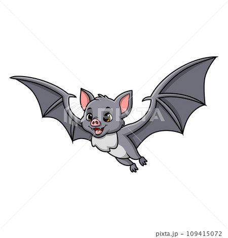 Cute bat cartoon flying on white backgroundのイラスト素材 [109415072] - PIXTA