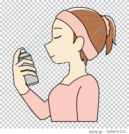一名婦女在臉上噴灑的插圖 109415172
