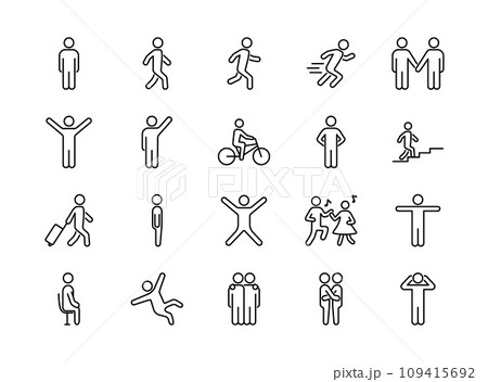 人の動作・運動をする人のアイコンセット 109415692