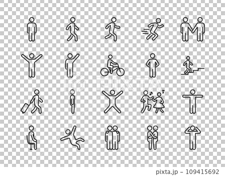 人の動作・運動をする人のアイコンセット 109415692