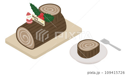 アイソメトリックイラスト:ブッシュドノエル 109415726