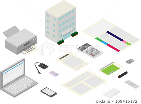 アイソメトリックな確定申告に関するアイコンセット 109416172