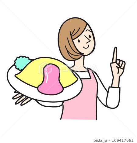 料理を持つエプロンの女性 シンプルな人物イラスト 料理を持つエプロンの女性 シンプルな人物イラスト 109417063