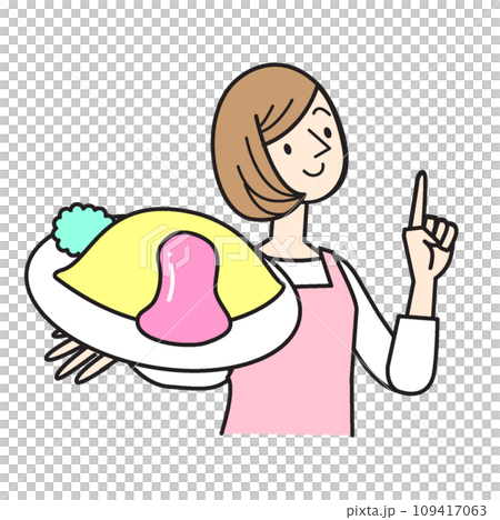 料理を持つエプロンの女性 シンプルな人物イラスト 料理を持つエプロンの女性 シンプルな人物イラスト 109417063
