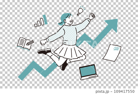 Girl jumping to improve her academic ability 109417550
