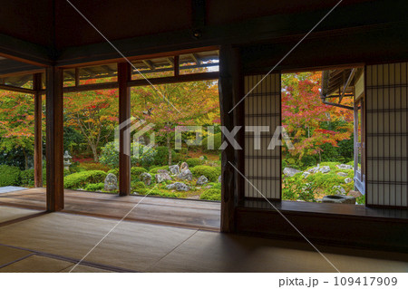 秋の京都・源光庵 書院前に広がる紅葉が美しい鶴亀の庭 秋の京都・源光庵 書院前に広がる紅葉が美しい鶴亀の庭 109417909
