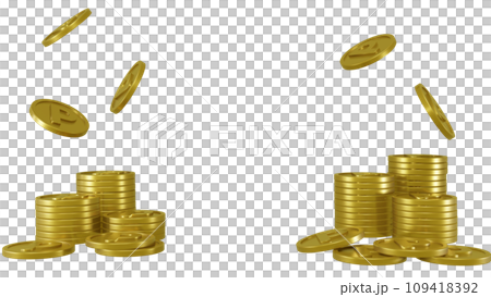 積み上げられたポイントコインと貯金のイメージ 積み上げられたポイントコインと貯金のイメージ 109418392
