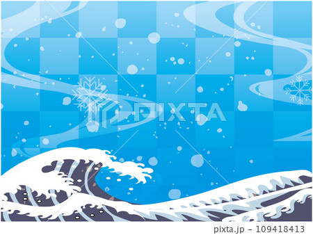 和風　波　背景　 109418413