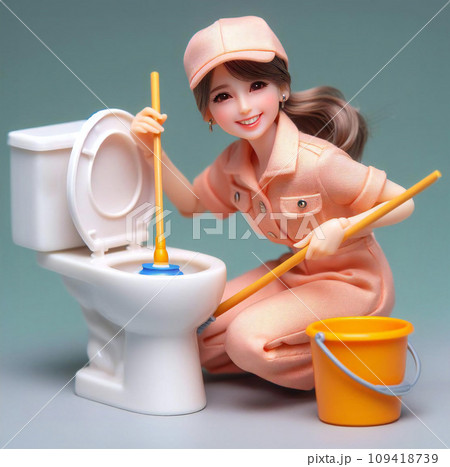 トイレ掃除する女性-Generative AI 109418739