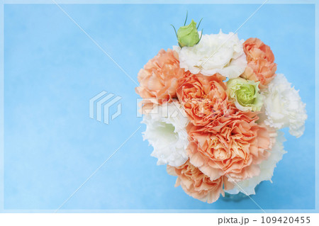 主に白とオレンジ色の2種花束素材 109420455