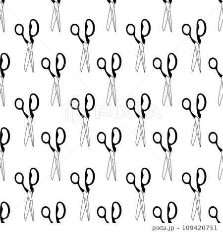 Scissors pattern for textile fabric wrapping paper hand drawn vector illustration 109420751
