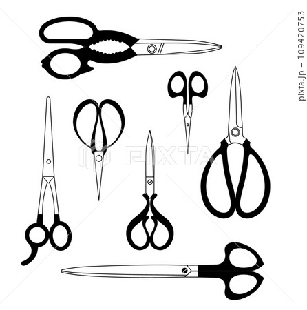 Different Types of Cutting Scissors. Vector Illustration. 109420753