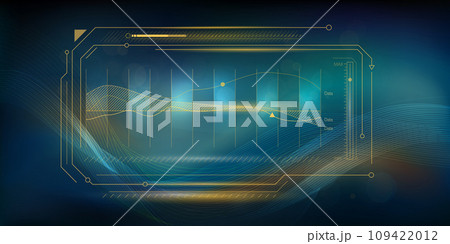 Abstract infographics on the topic of stock market analysis on a blue background. 109422012