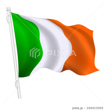 Ireland flag, national flag of Ireland Waving on flagpole vector illustration Ireland flag, national flag of Ireland Waving on flagpole vector illustration 109423095