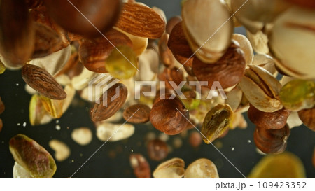 Freeze Motion of Flying Mix of Nuts. Freeze Motion of Flying Mix of Nuts. 109423352