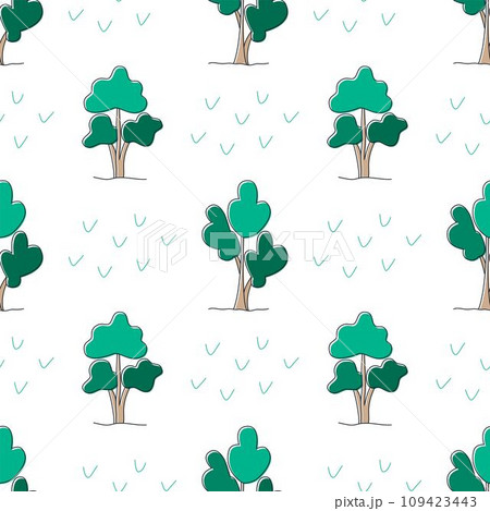Trees in cartoon style seamless patternのイラスト素材 [109423443] - PIXTA