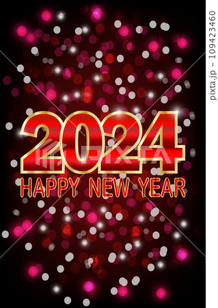 Happy New Year 2024 modern mobile background with bokeh lights Happy New Year 2024 modern mobile background with bokeh lights 109423460