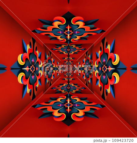 3D render kaleidoscope art pattern background tile 109423720
