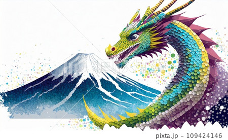 タツ・辰の和柄 背景素材 年賀状素材 109424146