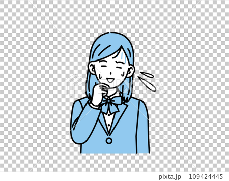 一個國中和高中的女孩看起來慌亂、不安和困擾。 一個國中和高中的女孩看起來慌亂、不安和困擾。 109424445