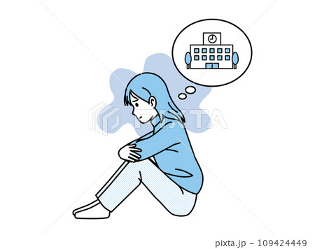 不登校、学校に行きたくない中高生の女の子 109424449