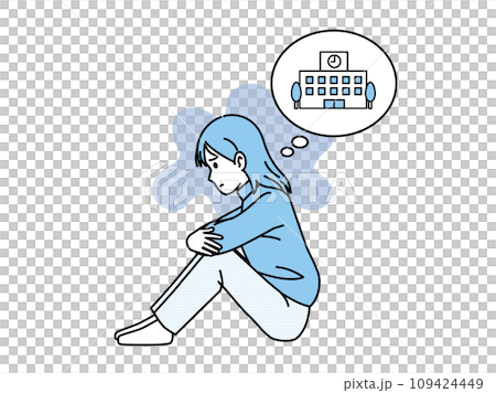 不登校、学校に行きたくない中高生の女の子 109424449