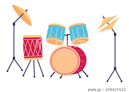 Musical instruments vector illustration. The orchestra becomes canvas for vibrant colors classical and world music Instruments harmonize, creating rhythmic journey through diverse melodies. Drums Musical instruments vector illustration. The orchestra becomes canvas for vibrant colors classical and world music Instruments harmonize, creating rhythmic journey through diverse melodies. Drums 109425522
