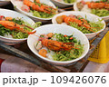 Crab noodles soup - vietnamese traditional food are displayed ready to eat in the market, Vietnam 109426076
