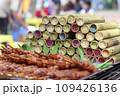 Closeup of colorful bamboo tube rice on the street in Vietnam 109426136