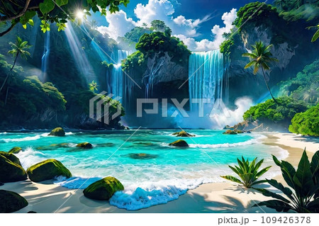 the beautiful torrent, a beautiful waterfall 109426378